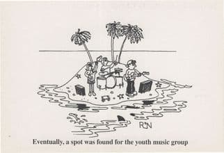 Church Youth Music Group Religious Comic Postcard