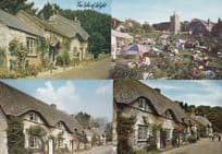 Cinzano Umbrella Tea Gardens Cottages Brightstone Isle Of Wight 4x Postcard s