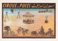 Cirque De Puces French Flea Circus Old Bicycle Act Poster Postcard
