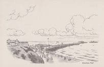 Clacton Pier Essex Drawing Painting 1970s Postcard
