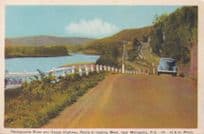 Classic Car at Restigouche River Gaspe Highway Canada Old Postcard