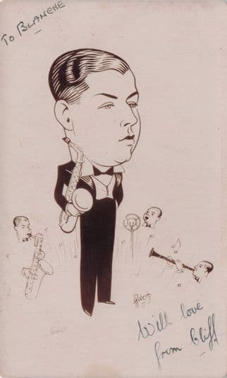 Cliff Jazz Old Big Band Birmingham Caricature Hand Signed Autograph