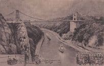 Clifton Suspension Bridge Crossing The Gorge Old Chairlift Phillimore Postcard