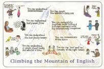 Climbing English Language Mountain British Tourist Comic Humour Postcard