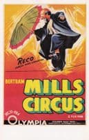Clown Tightrope Walker at London Olympia Mills Circus Poster Postcard