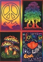 CND Peace Love Greenpeace Style 4x Hippy Postcard s