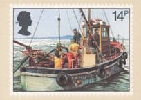 Cockle Fishing Fishermen Dredging Boat Ship Royal Mail Ltd Edn Postcard