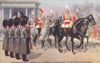 Coldstream Guards Saluting 1st Life Guards Old Royal Postcard