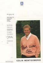 Colin Montgomerie Hand Signed Large Photo & COA Letter