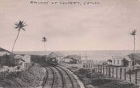 Colpetty Railway Train Ceylon Colombo India Antique Rare Postcard