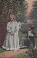 Come Fly With Me Marriage Proposal Young Groom Wedding Suit Antique Postcard