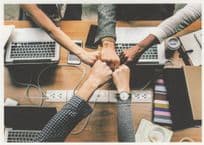 Computer Engineer Programmers Making High Fives German Postcard