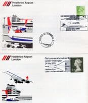 Concorde Heathrow Airport London FIRST Day Scheduled Flight Washington USA 2x FDC s