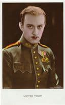 Conrad Nagel Film Star Military Uniform Real Photo Hand Coloured Postcard