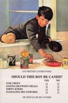 Corporal Punishment Caning vs Food Canning Advertising Postcard