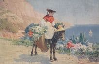 Cote D'Azur French Ladies Fashion Lady On Horse Old Postcard