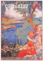 Cotes D'Azur 1910 Travel Railway Poster Advertising Postcard