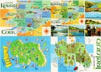 County Cork Ireland Famous People & Places 4x Map Postcard s
