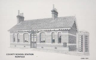 County School Railway Station Telphone Box North Elmham Norfolk 1970s Postcard