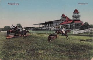 CPA Magdeburg Der Elbe Rennwiesen German Horse Racing Old Postcard