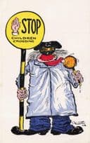 Crazy 1970s Traffic Warden Stealing Children's Sweets Comic Postcard