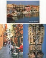 Crete Krete Rethymno Restaurant Cafe Boats 3x Postcard s