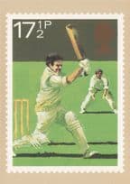 Cricket Batting For 6 Wicket Royal Mail Stamp Painting Postcard