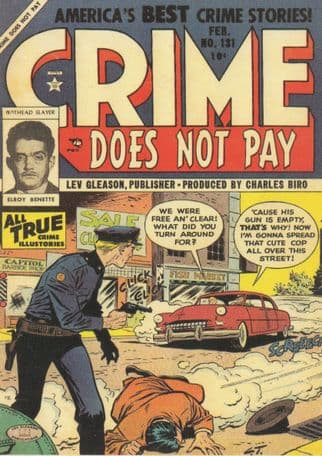 Crime Does Not Pay Police Car Hit & Run True 1950s Comic Book Postcard