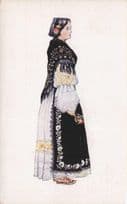Croatia Privlaka Woman Fashion National Costume Old Postcard