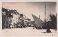 Croatia Split Street Scene Boat Antique Rare Photo Postcard