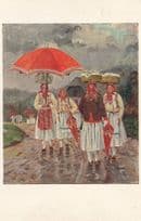 Croatian National Costumes Zagreb Vintage Fashion Postcard
