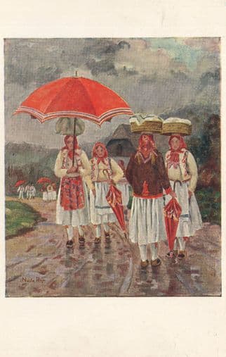 Croatian National Costumes Zagreb Vintage Fashion Postcard