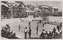 Curling Winter Sports At Hotel Kurhaus Adelboden Swiss RPC Postcard