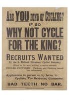 Cycling Cycle Recruitment Bicycle South Midlands WW1 Military Poster Postcard