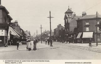 Cyclist at Coventry Road Junction Regent Park Road Small Heath in 1910 Birmingham Postcard