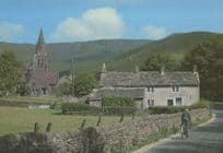 Cyclist at Edale Village Derby Bicycle Postcard