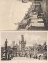 Czech Republic Prague Praha Goldenes Gasschen 2x Old Postcard