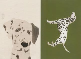 Dalmation Dog 2x Dogs Painting Postcard s