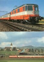 Dampfug mit Lokomotive A 3-5 705 2x Switzerland Train Postcard s