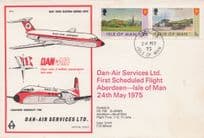 Dan Air Plane First Flight Isle Of Man Aberdeen 1975 Day Cover FDC