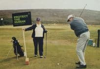 Dangerous Golf Player Protect Us Comic Golfing Postcard