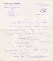 Daniel Colomb 1960s French Professor Dermatologist Hand Signed Letter