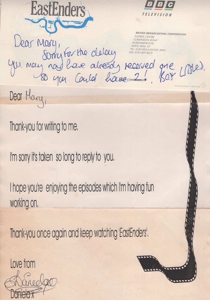Hand Signed Letter Example Daniela Westbrook Eastenders Hand Signed Letter & More