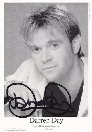 Darren Day Hollyoaks Hand Signed Management Card Photo