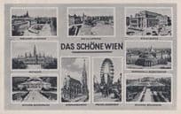 Das Schone Austrian Wien Big Wheel Vintage Multi View Postcard