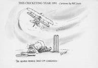 David Gower Vs John Morris Carrara Incident Air Raids Cricket Comic Postcard