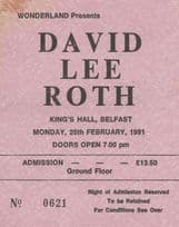 David Lee Roth of Van Halen 1991 Belfast Irish Concert Ticket