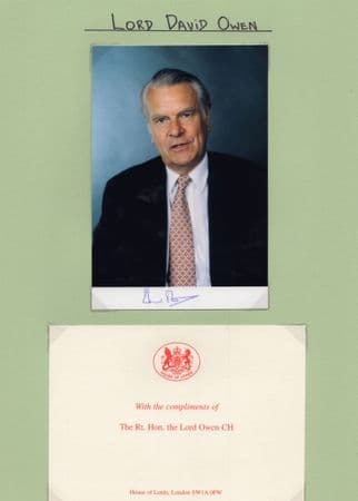 David Owen Labour MP With House Of Lords COA Hand Signed Photo