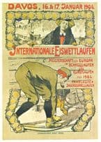 Davos January 1904 Internationale Eiswettlaufen Swiss Poster Postcard