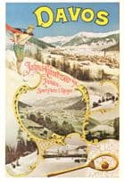 Davos Verkehrsverein Victorian Switzerland Plakat Poster Postcard